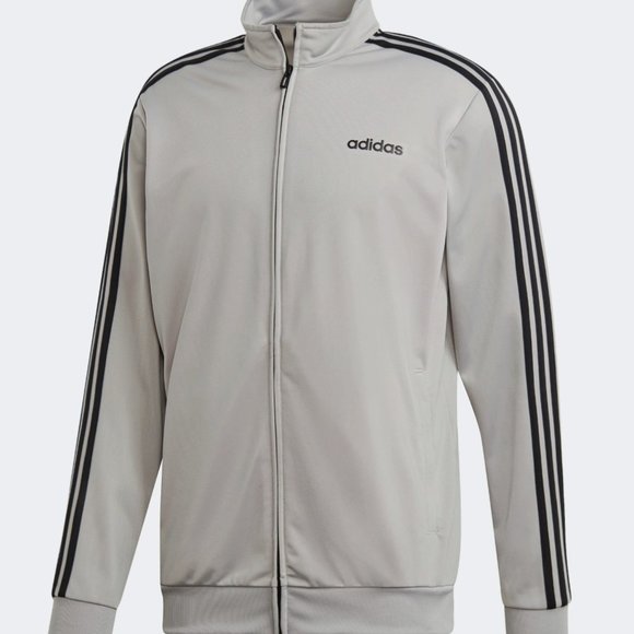 Mens Adidas -3-Stripes Tricot Track Jacket- Silver - Picture 2 of 5